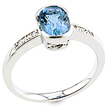 Aquamarine,white diamond and white gold ring.