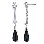 Black onyx and white diamond gold earrings