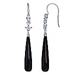 Black onyx and white diamond gold earrings