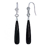 Black onyx and white diamond gold earrings