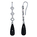 Black onyx and white diamond gold earrings