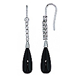 Black onyx and white diamond gold earrings