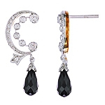 Black onyx and white diamond gold earrings