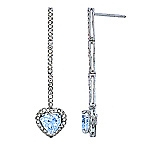 Blue aquamarine and white diamond gold earrings