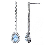 Blue aquamarine and white diamond gold earrings