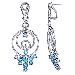 Blue aquamarine and white diamond gold earrings