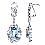 Blue aquamarine and white diamond gold earrings