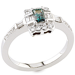 Blue aquamarine and white diamond gold ring.