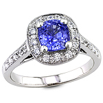 Blue sapphire and white diamond gold ring.