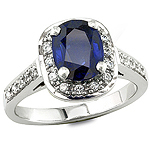 Blue sapphire and white diamond gold ring.