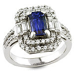 Blue sapphire and white diamond gold ring.
