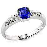 Blue sapphire and white diamond gold ring.