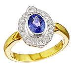 Blue sapphire and white diamond gold ring.