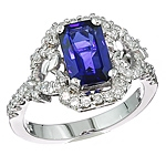 Blue sapphire and white diamond gold ring.