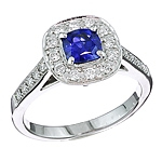 Blue sapphire and white diamond gold ring.