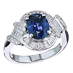 Blue sapphire and white diamond gold ring.