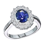 Blue sapphire and white diamond gold ring.