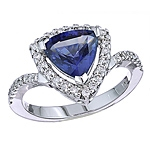 Blue sapphire and white diamond gold ring