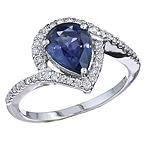 Blue sapphire and white diamond gold ring.