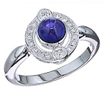 Blue sapphire and white diamond gold ring.