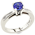 Blue sapphire ,white diamond and white gold ring.