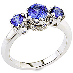 Blue sapphire ,white diamond and white gold ring.