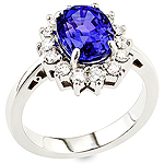 Blue sapphire ,white diamond and white gold ring.