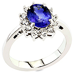 Blue sapphire ,white diamond and white gold ring.