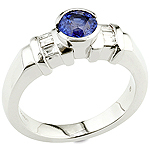 Blue sapphire ,white diamond and white gold ring.