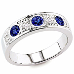 Blue sapphire ,white diamond and white gold ring.