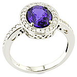 Blue sapphire ,white diamond and white gold ring.