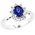 Blue sapphire ,white diamond and white gold ring.