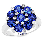 Blue sapphire ,white diamond and white gold ring.