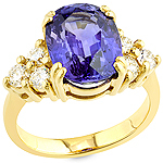Blue sapphire ,white diamond and yellow gold ring.