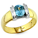 Blue zircon gold ring.