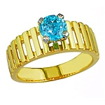 Blue zircon gold ring.