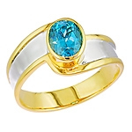 Blue zircon gold ring.