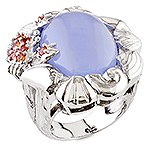 Chalcedony, sapphire and silver ring.