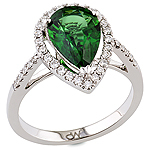 Chrome tourmaline and white diamond gold ring.