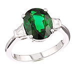 Chrome tourmaline and white diamond gold ring.