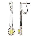 Chrysoberyl cats eye and white gold earring.