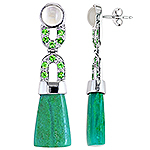 Chrysocolla quartz,tsavorite  and silver earrings.