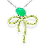 Chrysoprase,peridot and silver pendant.