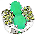 Chrysoprase,peridot and silver ring.