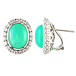 Chrysoprase,white sapphire and silver earrings.