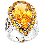 Citrine, sapphire and silver ring.