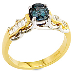 Color change garnet ,white diamond and yellow gold ring.