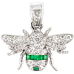 Emerald,white diamond and white gold pendant