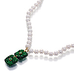 Fresh water pearl,mawsitsit,tsavorite,silver and gold necklace