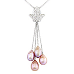 Fresh water pearl ,white diamond and white gold pendant